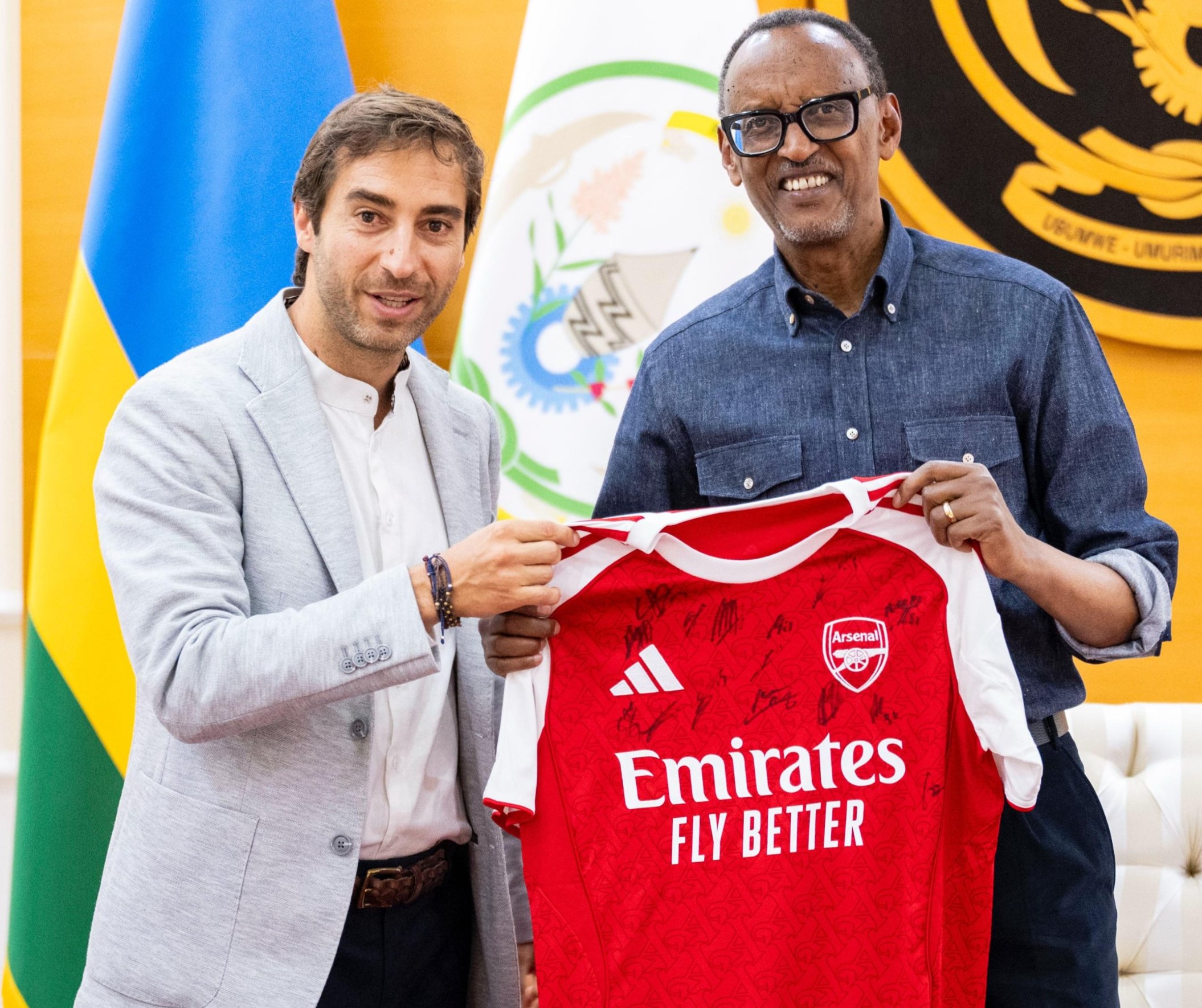 President Kagame meeting Mathieu Flamini at Village Urugwiro